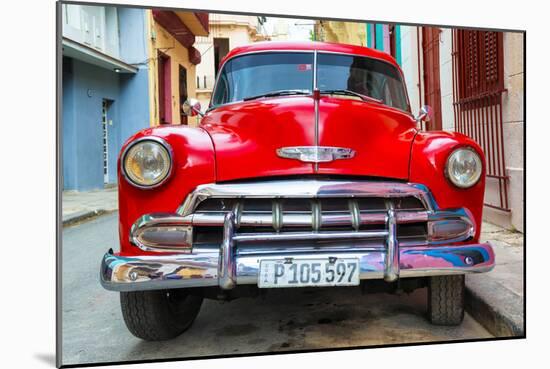 Cuba Fuerte Collection - Detail on Red Classic Chevy-Philippe Hugonnard-Mounted Photographic Print