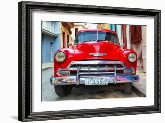 Cuba Fuerte Collection - Detail on Red Classic Chevy-Philippe Hugonnard-Framed Photographic Print