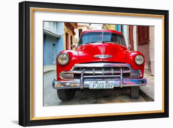 Cuba Fuerte Collection - Detail on Red Classic Chevy-Philippe Hugonnard-Framed Photographic Print