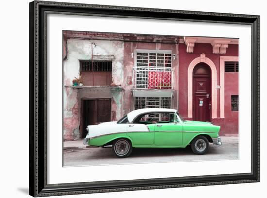 Cuba Fuerte Collection - Green Classic Car in Havana-Philippe Hugonnard-Framed Photographic Print