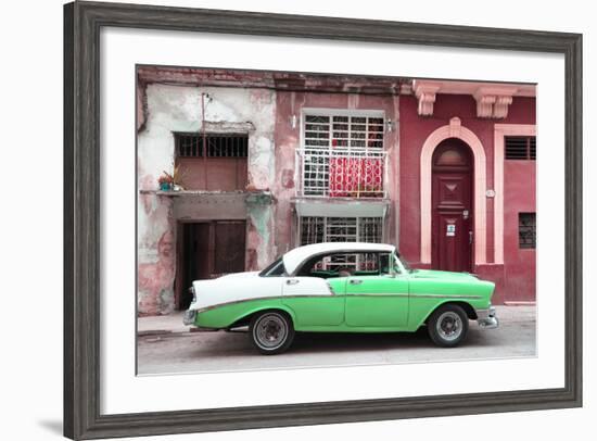 Cuba Fuerte Collection - Green Classic Car in Havana-Philippe Hugonnard-Framed Photographic Print