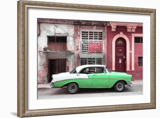 Cuba Fuerte Collection - Green Classic Car in Havana-Philippe Hugonnard-Framed Photographic Print