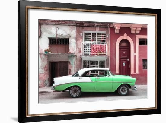 Cuba Fuerte Collection - Green Classic Car in Havana-Philippe Hugonnard-Framed Photographic Print