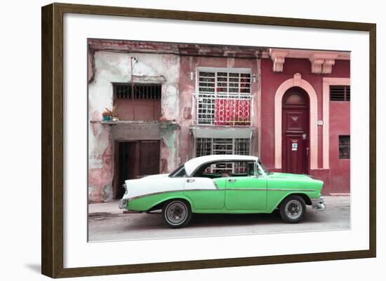 Cuba Fuerte Collection - Green Classic Car in Havana-Philippe Hugonnard-Framed Photographic Print