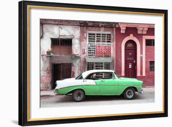 Cuba Fuerte Collection - Green Classic Car in Havana-Philippe Hugonnard-Framed Photographic Print