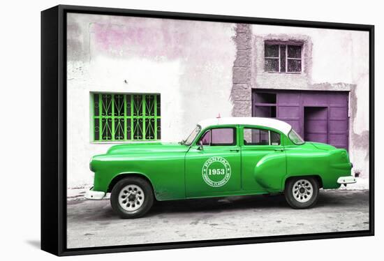 Cuba Fuerte Collection - Green Pontiac 1953 Original Classic Car-Philippe Hugonnard-Framed Stretched Canvas
