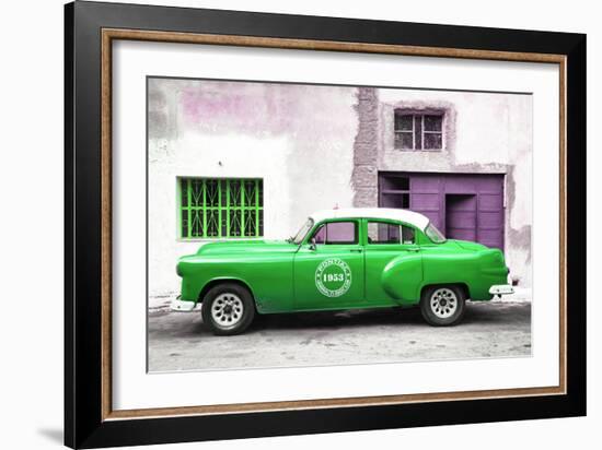 Cuba Fuerte Collection - Green Pontiac 1953 Original Classic Car-Philippe Hugonnard-Framed Photographic Print