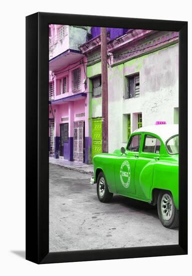 Cuba Fuerte Collection - Green Taxi Car in Havana-Philippe Hugonnard-Framed Premier Image Canvas