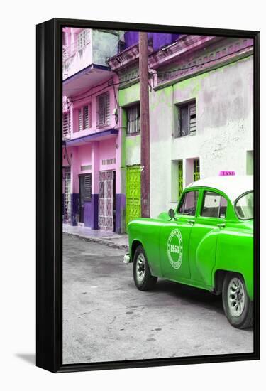 Cuba Fuerte Collection - Green Taxi Car in Havana-Philippe Hugonnard-Framed Premier Image Canvas