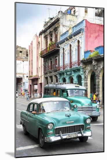 Cuba Fuerte Collection - Green Taxi Cars-Philippe Hugonnard-Mounted Photographic Print