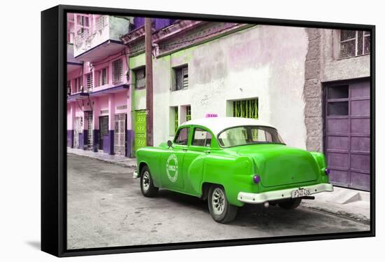 Cuba Fuerte Collection - Green Taxi Pontiac 1953-Philippe Hugonnard-Framed Stretched Canvas