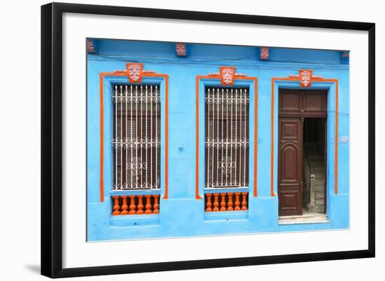 Cuba Fuerte Collection - Havana Blue Façade-Philippe Hugonnard-Framed Photographic Print