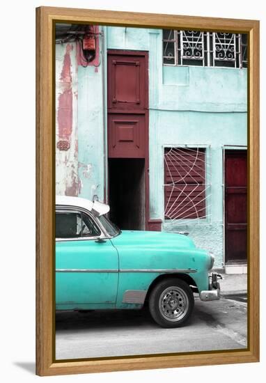 Cuba Fuerte Collection - Havana's Turquoise Vintage Car II-Philippe Hugonnard-Framed Premier Image Canvas