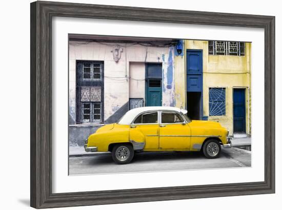 Cuba Fuerte Collection - Havana's Yellow Vintage Car-Philippe Hugonnard-Framed Photographic Print