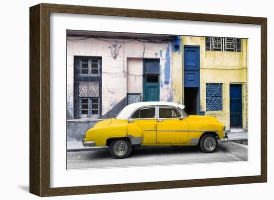 Cuba Fuerte Collection - Havana's Yellow Vintage Car-Philippe Hugonnard-Framed Photographic Print