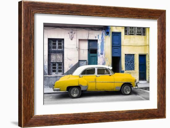 Cuba Fuerte Collection - Havana's Yellow Vintage Car-Philippe Hugonnard-Framed Photographic Print