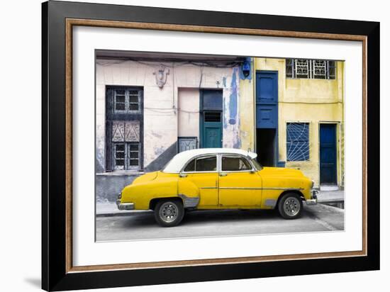 Cuba Fuerte Collection - Havana's Yellow Vintage Car-Philippe Hugonnard-Framed Photographic Print