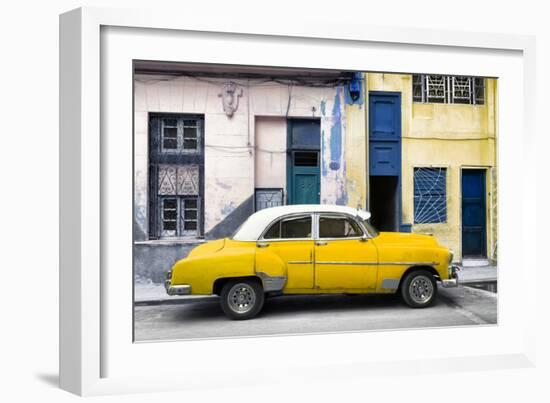 Cuba Fuerte Collection - Havana's Yellow Vintage Car-Philippe Hugonnard-Framed Photographic Print