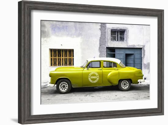 Cuba Fuerte Collection - Lime Green Pontiac 1953 Original Classic Car-Philippe Hugonnard-Framed Photographic Print
