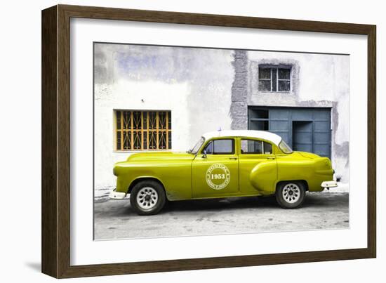 Cuba Fuerte Collection - Lime Green Pontiac 1953 Original Classic Car-Philippe Hugonnard-Framed Photographic Print