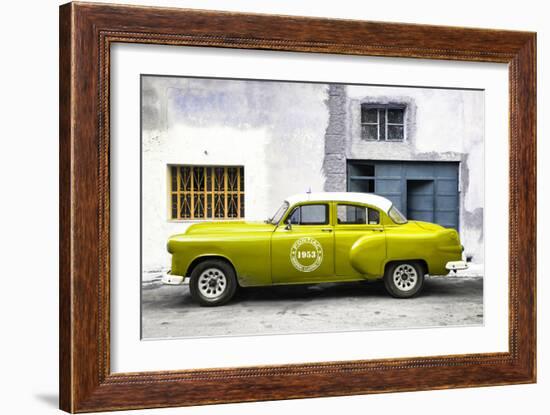 Cuba Fuerte Collection - Lime Green Pontiac 1953 Original Classic Car-Philippe Hugonnard-Framed Photographic Print