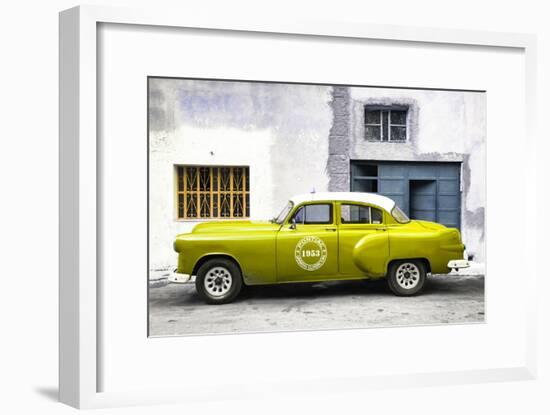 Cuba Fuerte Collection - Lime Green Pontiac 1953 Original Classic Car-Philippe Hugonnard-Framed Photographic Print