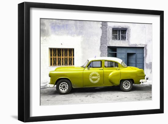 Cuba Fuerte Collection - Lime Green Pontiac 1953 Original Classic Car-Philippe Hugonnard-Framed Photographic Print