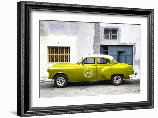 Cuba Fuerte Collection - Lime Green Pontiac 1953 Original Classic Car-Philippe Hugonnard-Framed Photographic Print