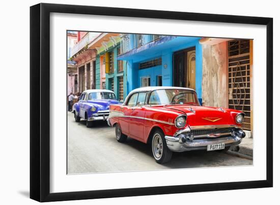 Cuba Fuerte Collection - Old Cars Chevrolet Red and Purple-Philippe Hugonnard-Framed Photographic Print