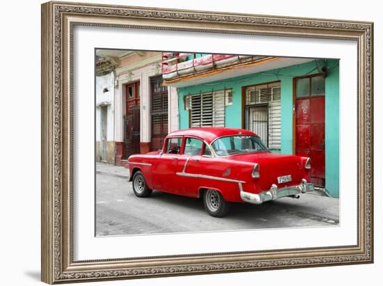 Cuba Fuerte Collection - Old Cuban Red Car-Philippe Hugonnard-Framed Photographic Print