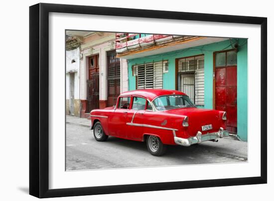 Cuba Fuerte Collection - Old Cuban Red Car-Philippe Hugonnard-Framed Photographic Print