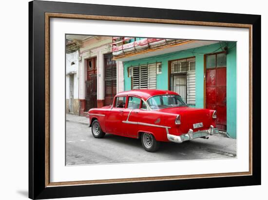 Cuba Fuerte Collection - Old Cuban Red Car-Philippe Hugonnard-Framed Photographic Print