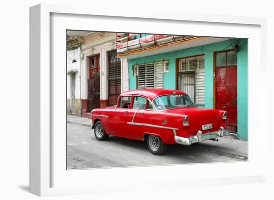 Cuba Fuerte Collection - Old Cuban Red Car-Philippe Hugonnard-Framed Photographic Print