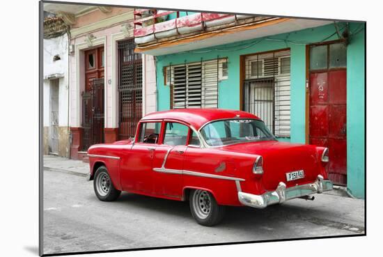 Cuba Fuerte Collection - Old Cuban Red Car-Philippe Hugonnard-Mounted Photographic Print