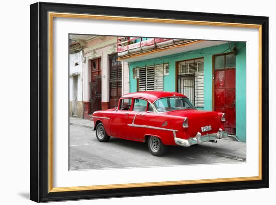 Cuba Fuerte Collection - Old Cuban Red Car-Philippe Hugonnard-Framed Photographic Print