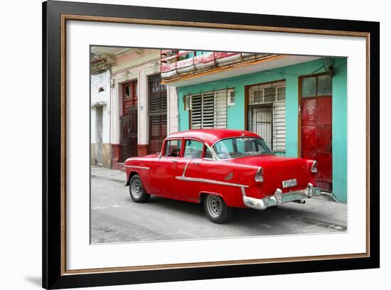 Cuba Fuerte Collection - Old Cuban Red Car-Philippe Hugonnard-Framed Photographic Print