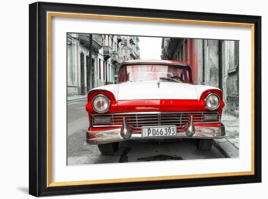 Cuba Fuerte Collection - Old Ford Red Car-Philippe Hugonnard-Framed Photographic Print