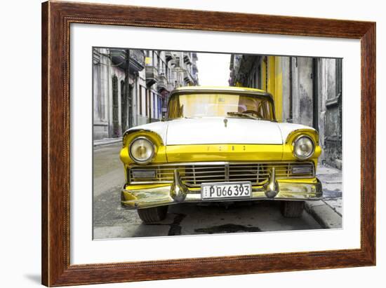 Cuba Fuerte Collection - Old Ford Yellow Car-Philippe Hugonnard-Framed Photographic Print