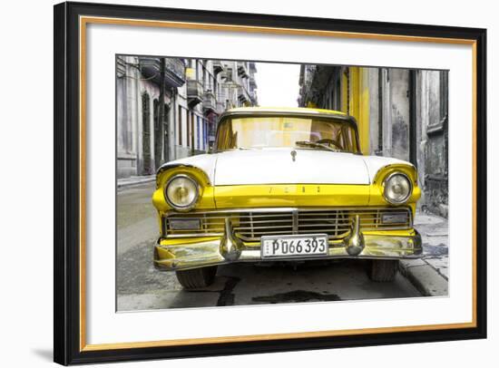 Cuba Fuerte Collection - Old Ford Yellow Car-Philippe Hugonnard-Framed Photographic Print