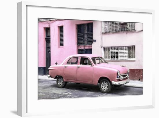 Cuba Fuerte Collection - Old Pink Car in the Streets of Havana-Philippe Hugonnard-Framed Photographic Print