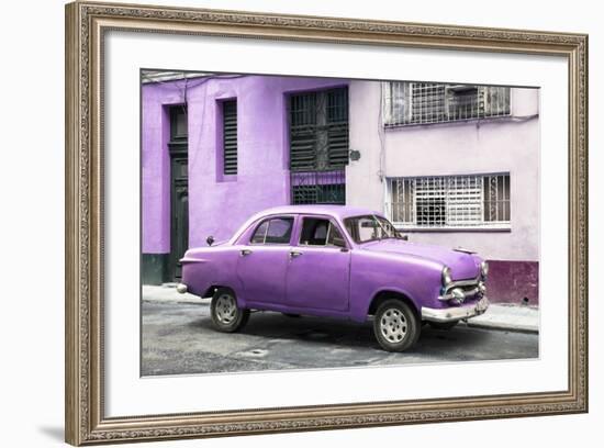 Cuba Fuerte Collection - Old Purple Car in the Streets of Havana-Philippe Hugonnard-Framed Photographic Print