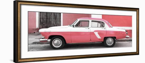 Cuba Fuerte Collection Panoramic - American Classic Car White and Pink-Philippe Hugonnard-Framed Photographic Print