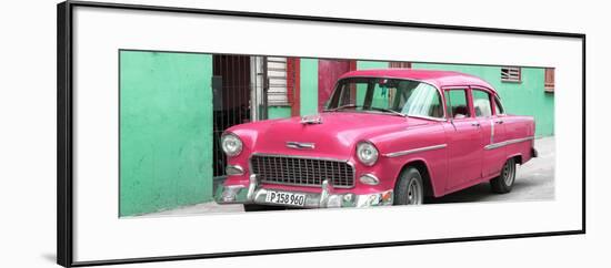 Cuba Fuerte Collection Panoramic - Beautiful Classic American Pink Car-Philippe Hugonnard-Framed Photographic Print