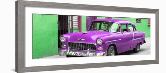Cuba Fuerte Collection Panoramic - Beautiful Classic American Purple Car-Philippe Hugonnard-Framed Photographic Print