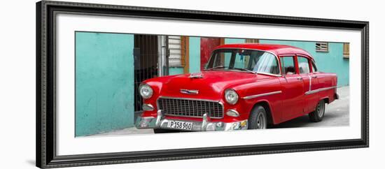 Cuba Fuerte Collection Panoramic - Beautiful Classic American Red Car-Philippe Hugonnard-Framed Photographic Print