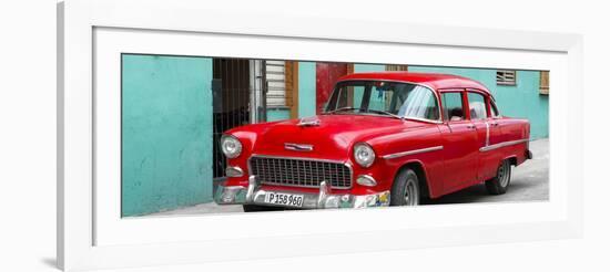 Cuba Fuerte Collection Panoramic - Beautiful Classic American Red Car-Philippe Hugonnard-Framed Photographic Print