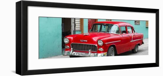 Cuba Fuerte Collection Panoramic - Beautiful Classic American Red Car-Philippe Hugonnard-Framed Photographic Print