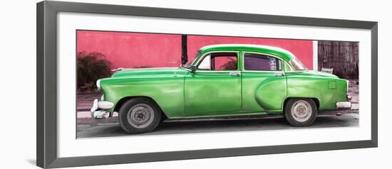 Cuba Fuerte Collection Panoramic - Beautiful Retro Green Car-Philippe Hugonnard-Framed Premium Photographic Print