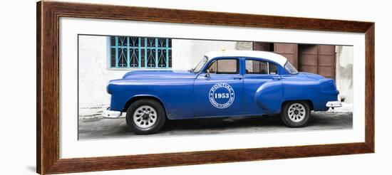 Cuba Fuerte Collection Panoramic - Blue Pontiac 1953 Original Classic Car-Philippe Hugonnard-Framed Photographic Print