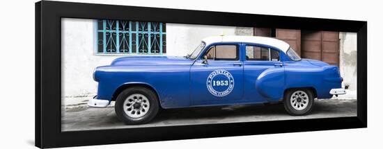 Cuba Fuerte Collection Panoramic - Blue Pontiac 1953 Original Classic Car-Philippe Hugonnard-Framed Photographic Print